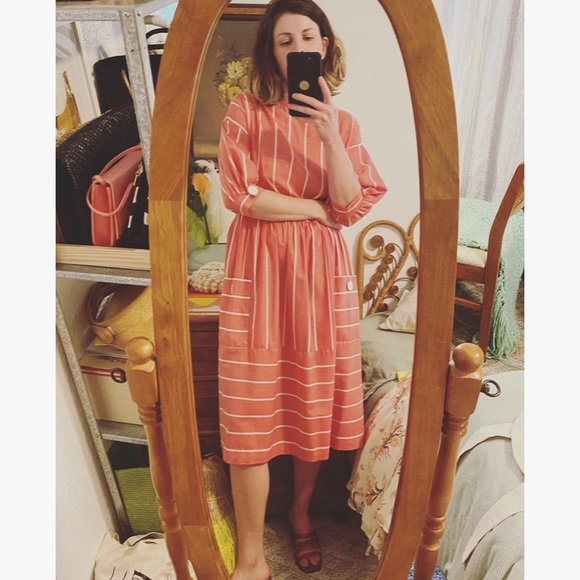 Vintage stripe-mix midi dress - Picture 3 of 8